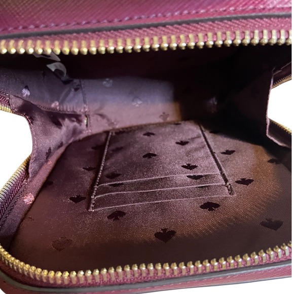 Kate Spade New York Meow Cat Daisy Crossbody Bag Burgundy Saffiano Leather - Picture 9 of 16